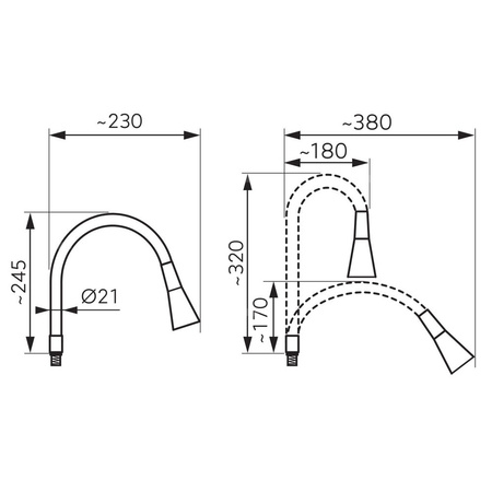 Wylewka do baterii zlewozmywakowej ELASTICO II, biała