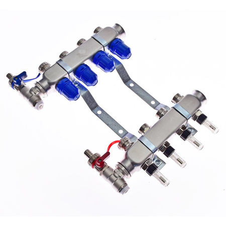 Rozdzielacz do ogrzewania podłogowego QIK Optimo MAGNET III - RNZT-2-50-M 11-obieg. inox gw 1'' x gz 3/4'' + przepływomierz