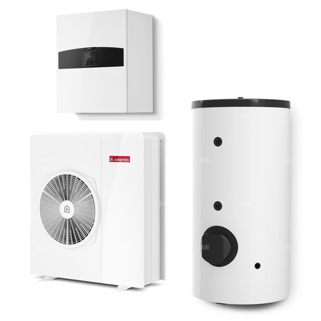 Pakiet - Pompa ciepła powietrze-woda split ARISTON NIMBUS FLEX S-T NET R32 8 kW 400 V + Moduł naścienny SENSYS HD + Zasobnik c.w.u. 200 l + Moduł komunikacji internetowej (aplikacja Ariston Net)