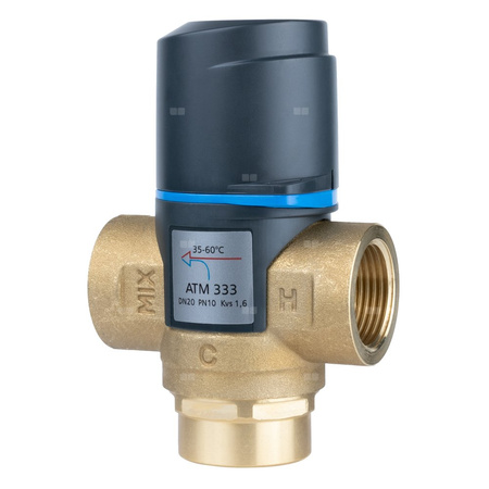 Zawór regulacyjny termostatyczny do wody ciepłej AFRISO ATM 333 mosiądz GW 3/4'', DN 20, zakres temp. 35-60'C, Kvs 1.6 m3/h, maksymalna temperatura 90'C, maksymane ciśnienie 10 bar