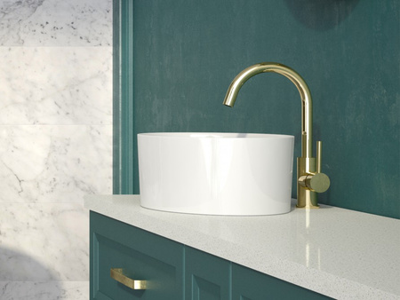 Umywalka UNIQA nadblatowa biała połysk +klik-klak 32x46x17 -BESCO