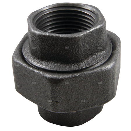 Dwuzłączka prosta nakrętno płaska U1 czarna 3/4"