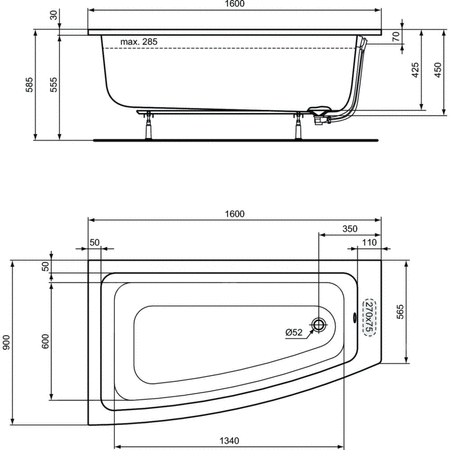 IS I.LIFE Wanna asymetryczna 160x90 LH