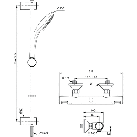 CERATHERM T25 SYSTEM NAT. DESZCZ. 900MM