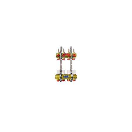 Rozdzielacz do ogrzewania podłogowego GIACOMINI R553F 7-obieg. mosiądz 1 1/4'' x GZ metryczny 18 + przepływomierz + termostat