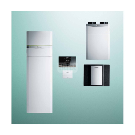 Pakiet systemowy OZE - Pompa ciepła gruntowa solanka-woda VAILLANT VWF 88/4 flexoCOMPACT 8.8 kW 400 V + Rekuperator recoVAIR VAR 360/4 + Regulator sensoCOMFORT VRC 720 + Moduł kaskadowy VR 32/3 + Moduł chłodzenia pasywnego VWZ NC 11/4