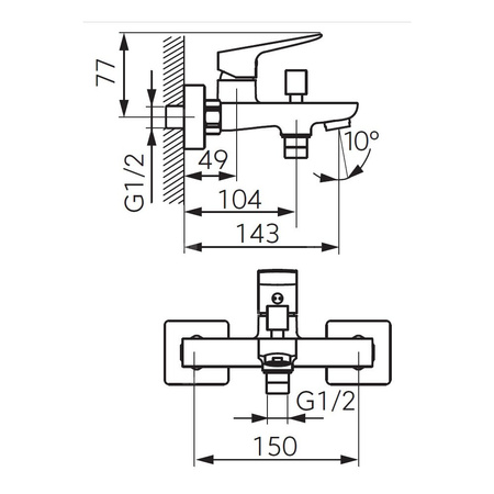 VITTO VerdeLine bateria wannowa ścienna, złoty