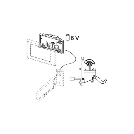 Mechanizm spłukujący elektroniczny do WC TECE planus, zasilanie bateryjne 6 V, przycisk elektryczny montowany na poręczy - wersja przewodowa