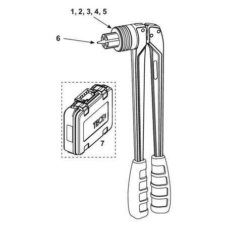 TECEflex ręczne narzędzie kalibrujące typu RAZ-V w zakresie średnic 16 - 32 mm.