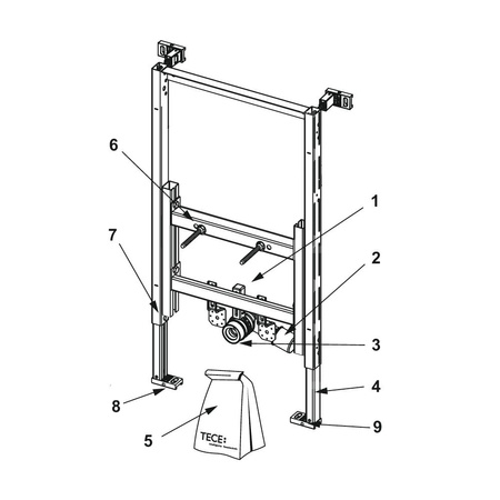 Stelaż podtynkowy do bidetu TECE profil, 820 x 500 x 145 mm, regulacja wysokości