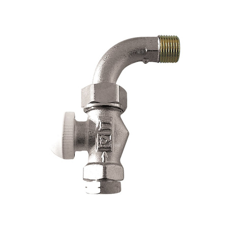 Zawór grzejnikowy termostatyczny HERZ TS-90 prosty z kolanem, połączenie 1/2'' (niklowanie)