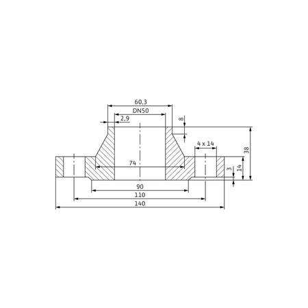 Zestaw przeciwkołnierzy stal nierdzewna, przył. DN 50 dł.140mm szer.140mm WILO