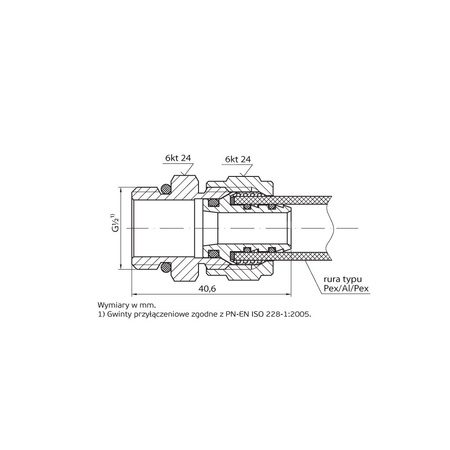 Nypel PERFEXIM 701/B, mosiądz, 16 x 1/2'' (zw x gz)