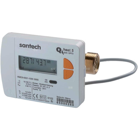 Ciepłomierz Santech QHeat5 qp 0,6 m3/h, redukcja 1/2"/M10, śrubunek 1/2" - zasilanie