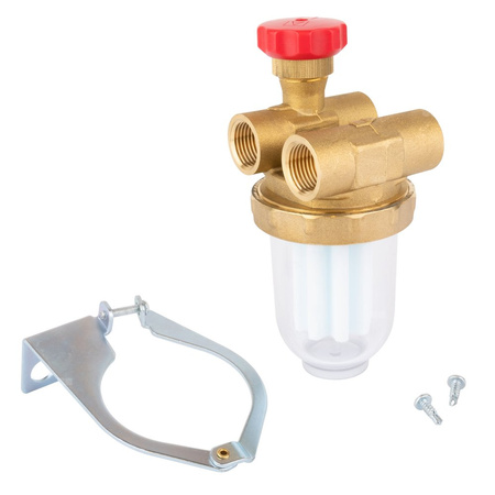 Filtr olejowy AFRISO Z 1/2 - 500 Sidwururowy fi 1/2''/1/2'' GW x GW, z wkładem plastikowym, maks. przepływ 310 l/h