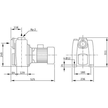 Pompa samozasysająca pozioma WILO Drain LPC Żeliwo, fi zew. wylot 50 mm, częstotliwość 50 Hz, pobór mocy silnika 2.9 kW (3~400, 50 Hz)