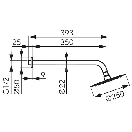 Zestaw natryskowy z deszczownią 250 mm slim, czarny