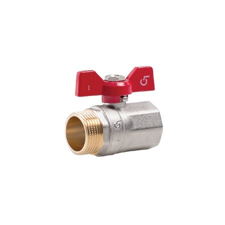 Zawór kulowy PERFEXIM KX04 mosiądz niklowany, PN30 1/2'' gz x gw, uchwyt: motylek