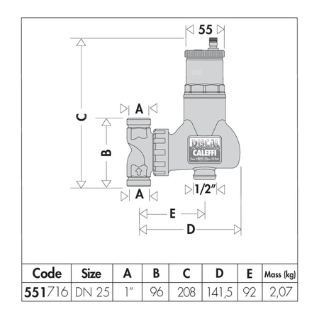 Separator CALEFFI DISCAL, 10 bar / 110'C, 3/4''