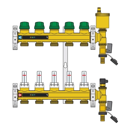 DYNAMICAL - Zespół rozdzielaczy 1" x 9 wyjść, 3/4" M