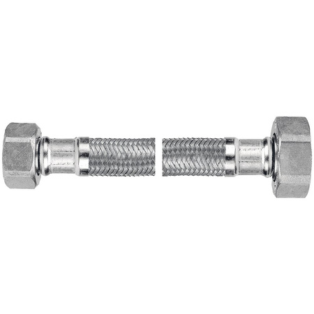 Wąż przyłączeniowy elastyczny FERRO z oplotem (stal), GW x GW, 1/2'' x 3/4'', długość 100 mm