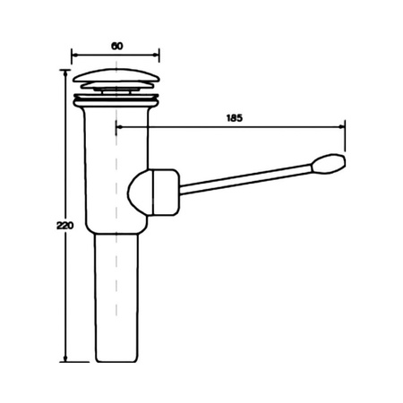 Spust umywalkowy DEKORACYJNY 11/4"x60mm z dźwignią otwierającą i zamykającą STAL SZCZOTKOWANA
