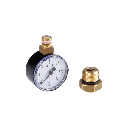 TECEfloor - manometr jako opcja wyposażony w zawór, montowany w module podstawowym.