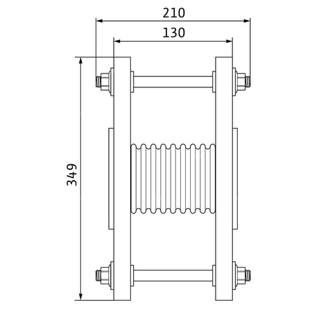 Kompensator stal nierdzewna, przył. DN 150 dł.210mm szer.285mm V 4A DN 150 WILO