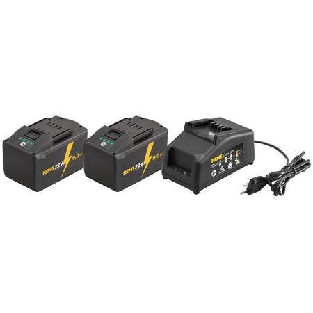 REMS POWER-PACK 22V, 9,0AH AKKU X2 +LADEGERÄT 230 V, 90 W