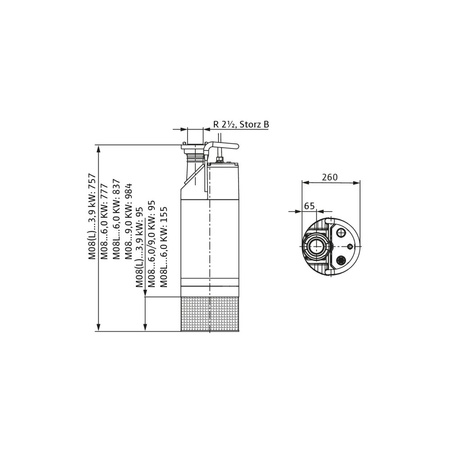 Pompa zanurzeniowa do ścieków WILO Padus PRO M08L/T039-540/A aluminium 3 x 400 V, moc 4.6 W 50 Hz