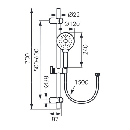 FANO LB natrysk przesuwny 3F, chrom