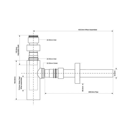 Syfon umywalkowy butelkowy DEKORACYJNY 11/4"x32 bez spustu ANTYCZNY BRĄZ