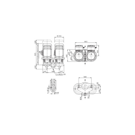 Pompa obiegowa WILO CronoTwin-DL-E 40/200-7,5/2-R1-S1 typu in-line z silnikiem znormalizowanym 50/60 Hz, moc silnika 7.5kW 13.8 A 2900 obr/min, wlot Kołnierz DN 40