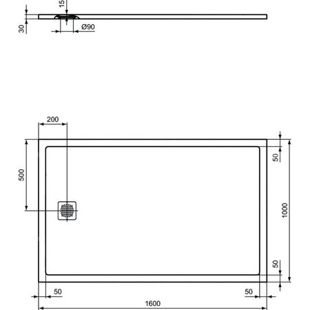 ULTRAFLAT S Brodzik 160x100 JET BLK RECT