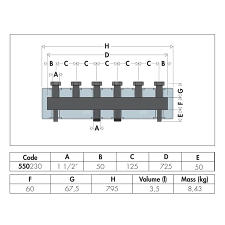 Rozdzielacz do instalacji grzewczych. Z izolacją. Ilość wyjść: 3, DN 25