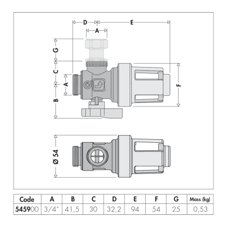 Caleffi xs filtr.pod kocioł z magnesem 3/4 GZx3/4GW /10 -CALEFFI