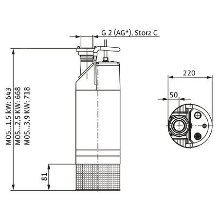 Pompa zanurzeniowa do ścieków WILO Padus PRO M05/T039-540 aluminium 3 x 400 V, moc 4.6 W 50 Hz