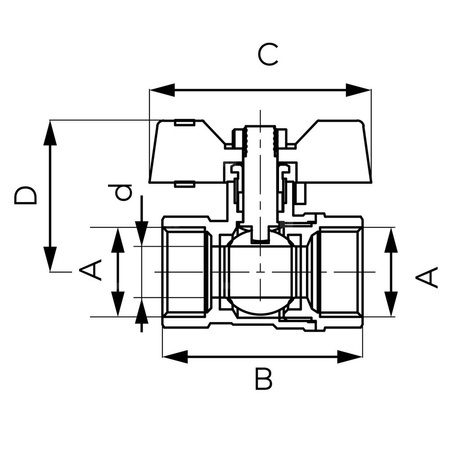 Zawór kulowy FERRO F-Comfort 1/2'' GW, uchwyt: motylek