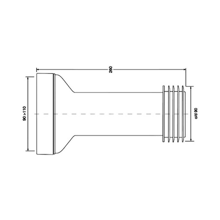 Przyłącze kanalizacyjne, długie L-260mm,wejście 90-110mm,wyjście 110mm, proste