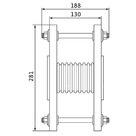 Kompensator stal nierdzewna, przył. DN 80 dł.188mm szer.200mm V 4A DN 80 WILO