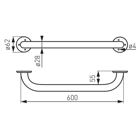 METALIA HELP uchwyt pojedynczy 60 cm, biały