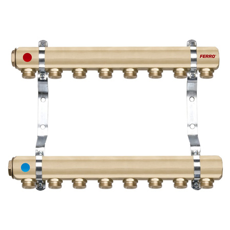 Rozdzielacz do ogrzewania podłogowego FERRO RPN10 10-obieg. mosiądz GW 1'' x GZ 3/4''