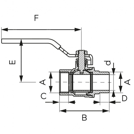 Zawór kulowy FERRO F-Power 1/2'' GZ x GW, uchwyt: dźwignia