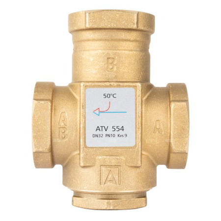 Zawór temp.powrotu kotła ATV 554, DN32, Rp1 1/4", 50°C, Kvs 12 m3/h-AFRISO
