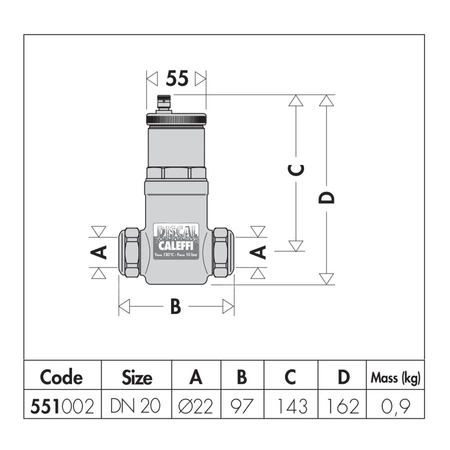 DISCAL - Separator powietrza ze złączkami zaciskowymi O 22