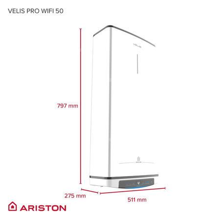 Elektryczny pojemnościowy podgrzewacz wody VELIS PRO WIFI 50 EU