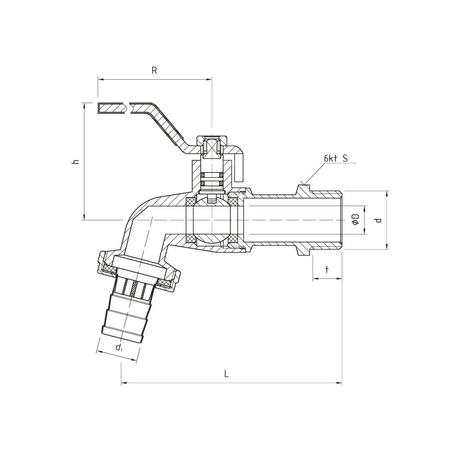 Zawór kulowy PERFEXIM 3102 mosiądz niklowany czerpalny, PN10 1'' gz x przyłącze do węża, uchwyt: dźwignia