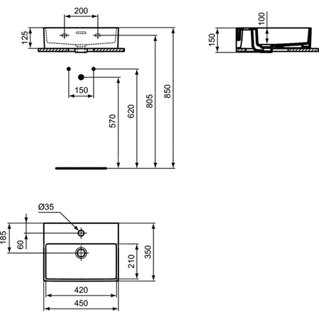 EXTRA Umywalka 45x35 1TH OF SILK White