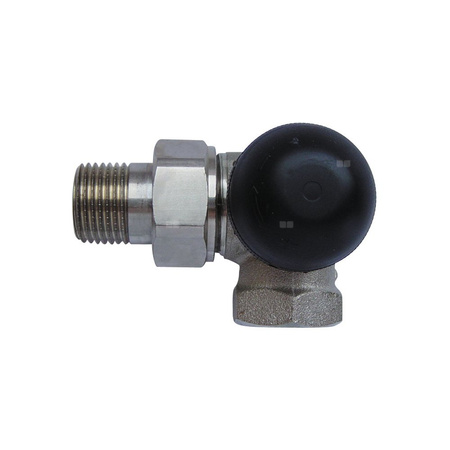 Zawór grzejnikowy termostatyczny HERZ TS-90-V 3-osiowy cd z nastawą wstępną, połączenie 1/2'' (niklowanie) czarny