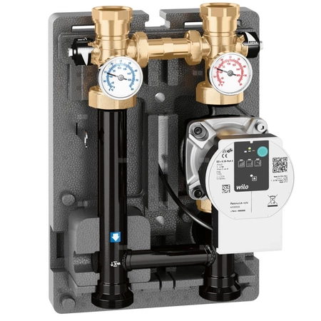 Grupa pompowa dla instalacji grzewczych i klimatyzacyjnych. Izolowana. DN 32. Pompa Para 25/9. Bez zaworu mieszającego.